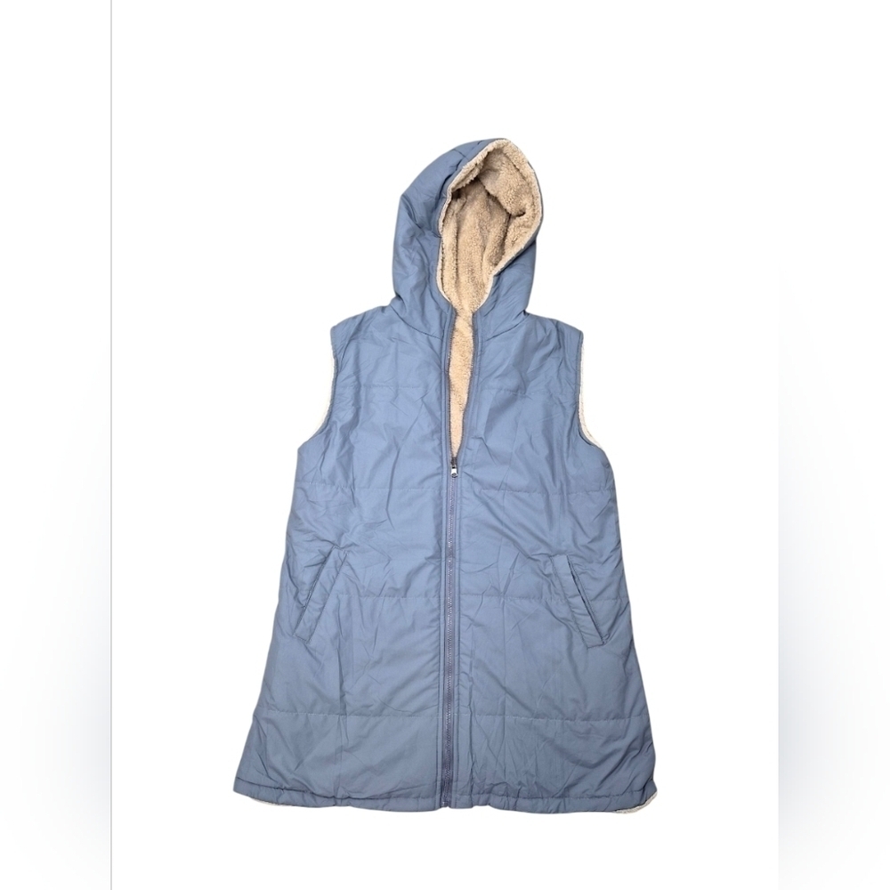 Puffer Vest Reversible Quilted Sherpa Hooded Zip Vest Coat Jacket Size Medium - Picture 3 of 12